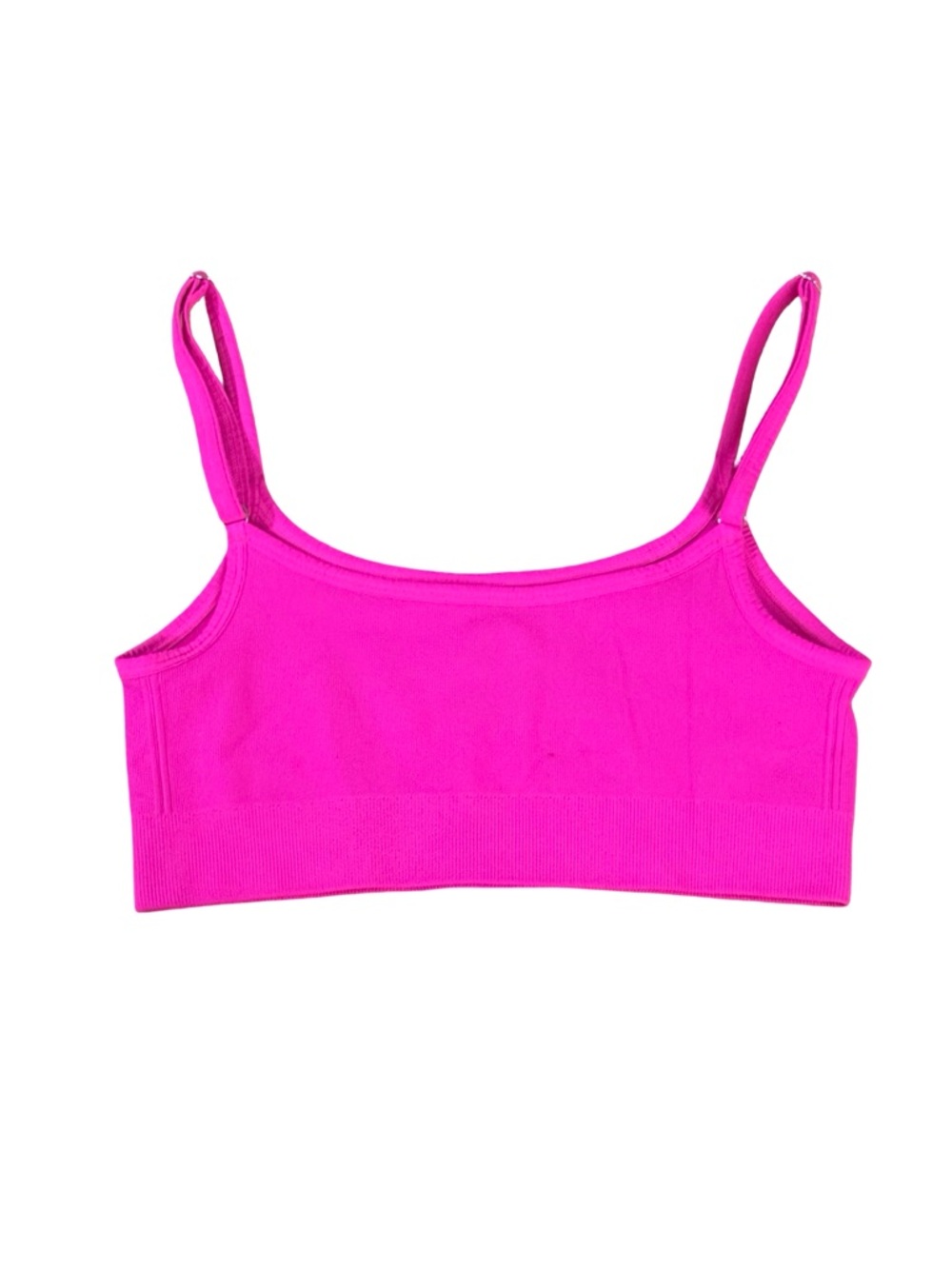 Joja Pink Ribbed Spaghetti Strap Athletic Crop Top Nylon Spandex NWOT